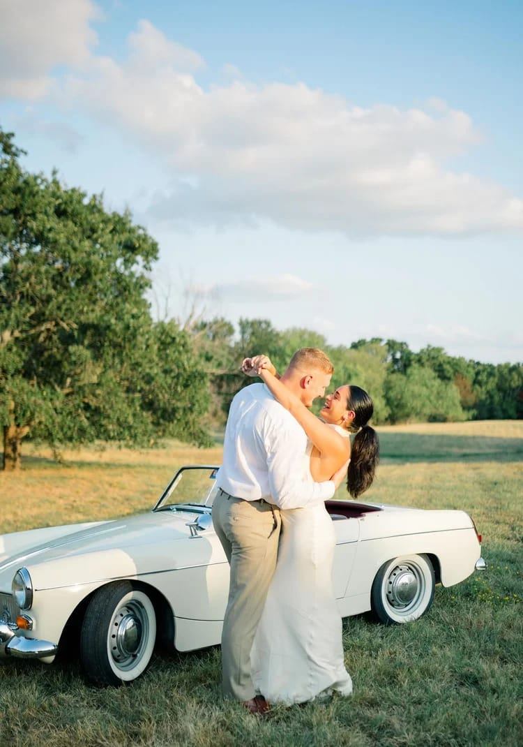 White 1960s classic roadster convertible