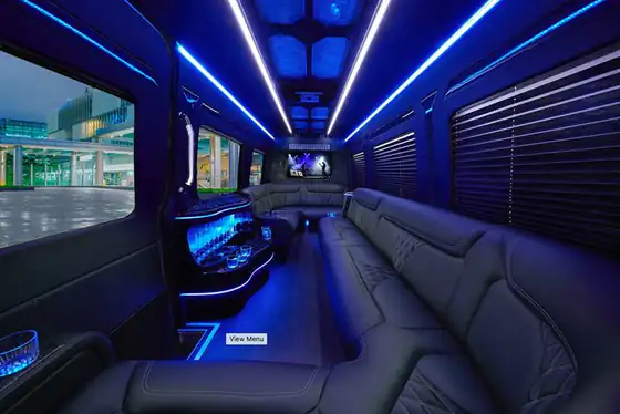 Black 14-passenger Mercedes Sprinter limo